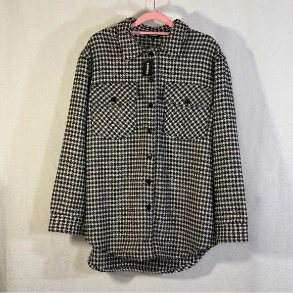 Express Oversized Houndstooth Shacket Size M - Picture 4 of 8